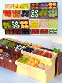24pcs/30pcs Lifelike Miniature Fruit Set With Apricot Brown Fruit Shelf, 1:12 Scale Harvest Festival Decoration, Supermarket Diorama, Party Table Top Display, Photo Props (Note: Fragile During Transportation) - Multicolor - View 5