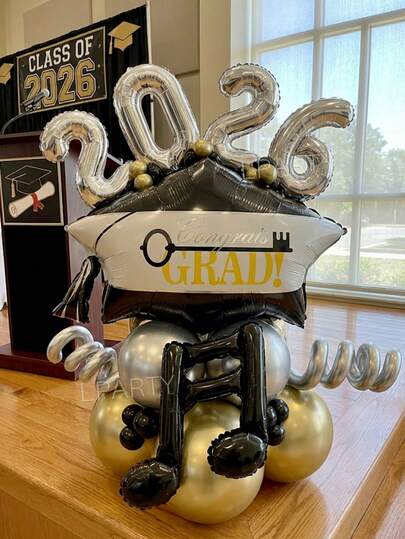22pcs/Set Graduation Party Decorations, 16 Inch Silver 2026 Foil Balloons, Graduation Cap Celebration Foil Balloons, 18 Inch Black Musical Note Balloons, Black Gold Silver Color Scheme, Suitable For 2026 High School/College Graduation Ceremony Decorations