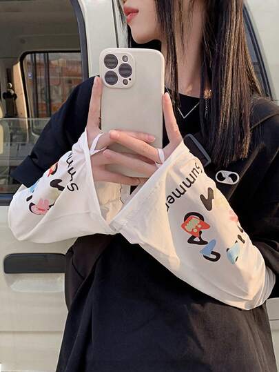 轻薄女士臂套，适合春夏穿着，宽松大码，透气防晒，适合驾驶、户外活动、骑行和日常穿着。