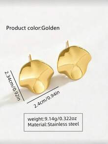 1 Pair Asymmetric Wavy Metal Earrings, Suitable As Daily Wear Jewelry For Women - Multicolor - View 2