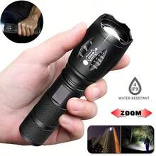 1 buah Senter LED Daya Tinggi, 5 Mode Pencahayaan (SOS dan Strobo), Fokus yang Dapat Diatur, Tahan Guncangan, Ringkas dan Portabel - Cocok untuk Keadaan Darurat, Berkemah, Mendaki - MultiWarna - View 2