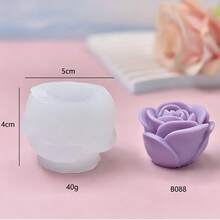 3D玫瑰花硅胶模具套装（小号、中号、大号），适用于家居装饰、香薰蜡烛、手工皂、DIY石膏、树脂工艺品 - 白色 - 查看 3