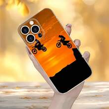 Siluetas de motociclistas saltando contra un atardecer naranja. Esta elegante funda es compatible con Samsung, Apple, VIVO, OPPO, , Transsion, ,  y Honor. Fabricada en silicona TPU, ofrece protección contra golpes y caídas, además de una sensación superior. Es un regalo ideal para familiares, amigos y seres queridos, y la opción perfecta para San Valentín y Año Nuevo. - transparente - Ver 6