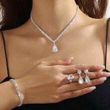 3pcs Luxury Rhinestone Jewelry Set: Necklace, Earrings, Suitable For Women's Daily Wear - Multicolor - View 14