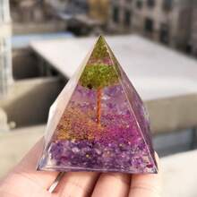 Stonehaven 1个生命之树能量金字塔，天然能量橄榄石紫水晶能量水晶疗愈金字塔，用于减轻压力、平衡脉轮、冥想、招财纳福、积聚财富、促进健康（6厘米） - 彩色 - 查看 9