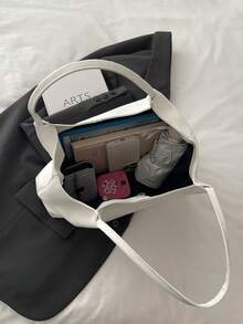 新款法式大容量手提包，独特设计女士通勤上学手提包/单肩包 - 白色 - 查看 10