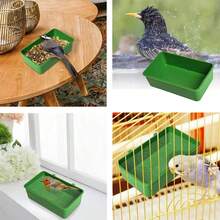 Bird Bath Box Mirror Bird Bath, Hanging Plastic Bathtub, Bird Feeder Tray, Bird Cage Accessories, Parrot Shower Supplies, Parrot Feeder - Bath - View 4