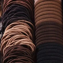 一套女士简约基础款发圈，马尾辫发绳，高弹力发圈，马尾辫发绳 - 咖啡 - 查看 5