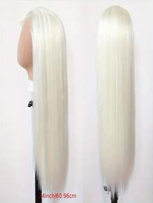 男女通用成人合成蕾丝前假发，13x3高温丝，直发，预拔发际线，180%密度，无胶耐热纤维假发，适合所有人群 - 彩色 - 查看 9