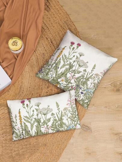 2pcs Spring/Summer Home Decor, Lovely Floral Design, Multiple Sizes, Throw Pillow Covers, Decorative Cushion Covers, Living Room Decor, Sofa Decor, Valentine's Day Gift For Him/Her, Sofa Cushion Covers, Car Seat Cushion Covers