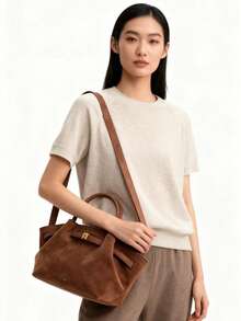 Túi JW Dumpling Bag JH30692 Hana Small mới dành cho nữ, túi đeo vai, đeo chéo, xách tay đa năng, phù hợp cho công sở, đi chơi, hẹn hò, túi da lộn nhẹ, tính thẩm mỹ cao và đa dụng. - màu nâu - Xem 11
