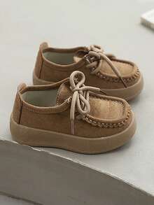 1 Pair Spring/Autumn Soft & Comfortable Casual Shoes For Toddler Boys/Girls, Sporty Fashion Non-Slip Round Toe - Khaki - View 3