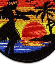 1PC Hula Girl Hawaii Patch Cute Hawaiian Beach Embroidered Iron On - Multicolor - View 4