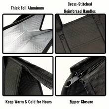 4.49 Gallon Aluminum Foil Insulated Bag | Multi-Purpose Shopping Cooler Bag With Front Pocket, Ideal For Camping, Hiking, And Beach Trips. Keeps Contents Cool For 3-6 Hours - 黑色 - 查看 6