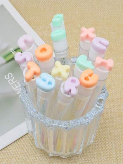 1/3/7pcs Colorful Letter Style Eyelash & Eyebrow Brushes, Portable Tube With Transparent Cover, Christmas Santa Claus, Snowflake, Christmas Tree, Snowman, Bell Pattern