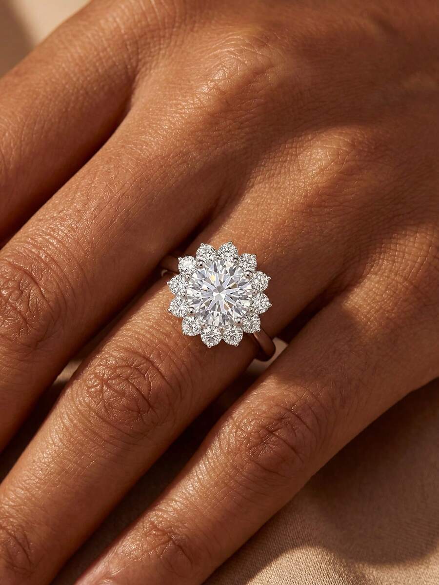 1pc Exquisite 925 Sterling Silver Blooming Flower Design Ring, Wedding Jewelry, Anniversary Gift For Women - Flower Shape - View 1