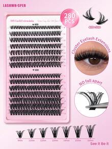 DIY Eyelash Extension Kit, Includes Adhesive, Remover, Tweezers And Brush, 280/560/600 Pcs Mixed Length 9-16mm D Curl Cluster False Eyelashes, Natural & Lightweight Reusable Individual Lashes - Multicolor - View 18