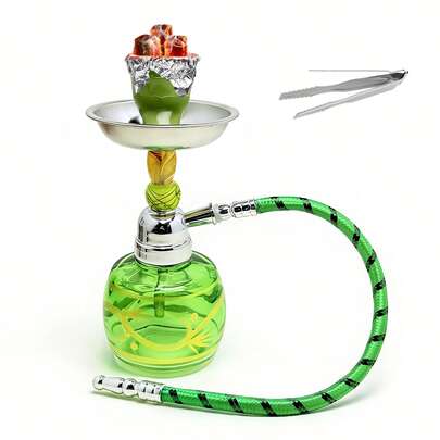 Narguilé en verre à tube unique , nouveau schéma de couleurs, narguilé élégant, choix parfait pour les fêtes. Pour un usage personnel uniquement, aucune alimentation électrique requise.