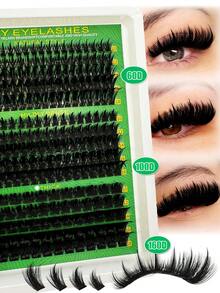 Spikes Lash Cluster Eyelash Extensions60D 100D 160D Thick Spiky Individuals Lashes 10-18mm Mega Wispy Eyelash Extension Fluff DIY D Curly Lash Extension Unique Spiky Cluster Eyelash Extensions Anime Individuals Fairy Cluster Lashes 8-18mm 260pcs DIY At Home - DD - 查看 11