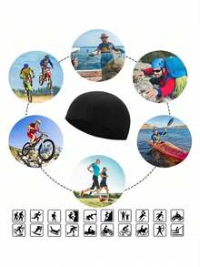 1pc Sweat-Wicking, Wind-Resistant, UV-Protective Motorcycle/Bicycle Helmet Liner - Multicolor - View 5