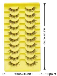 10对高评价狐狸毛假睫毛 - 自然妆效，猫眼妆，蓬松款式，D型卷度，0.07毫米粗，7-14毫米长，可重复使用，透明底膜，适合新手DIY假睫毛 - 查看 8