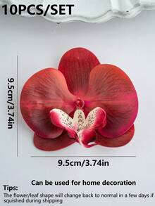 1个/6个/30个仿真蝴蝶兰花头，3.9英寸PU材质仿真蝴蝶兰花，批发仿真蝴蝶兰花头，适用于婚礼花束装饰、DIY手工、新娘派对、摄影道具 - 紅色 - 查看 2