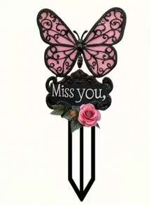 1 pieza Decoración de señalización de paisaje con plantas en maceta de estilo pastoril en 2D de acrílico, artesanía de acrílico para comercio transfronterizo - A - Ver 6