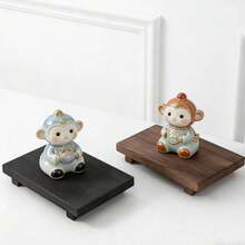 Wooden Bathroom Countertop Tray, Striped Pattern Soap Holder, Candle Holder Home Decor Display Tray, Suitable For Snacks, Beverages, Sushi, Steak, Desserts, Cakes, Bread, Breakfast, Tea - Wooden Bathroom Tray, Kitchen Display Tray - Multicolor - View 12