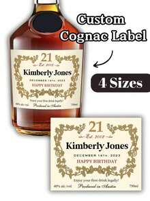 1/2/8pcs Customized Cognac Brandy Bottle Label Stickers, Personalized Custom Stickers For Men And Women Friends, Suitable For Birthday Party, Customizable Wine Bottle Labels, Ideal Gift For Friends, Perfect For Wedding - Multicolor - View 5
