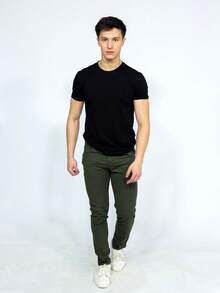 SAINT ELIAN Men's Slim Fit Colored Twill Pants - VERDE MILITAR - View 5