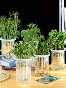 8个种植篮，水培蔬菜种植篮，塑料花盆，适用于家庭阳台园艺和苗圃水培生产 - 彩色 - 查看 2