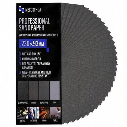 30PCS 240 Grit Sandpaper, 9x 3.6 Inch Wet Dry Coarse Sand Paper Wood Furniture Finishing Drywall Metal Sanding Paper, Automotive Sandpaper Sheets