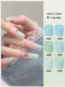 Mec 12ml Icy Jelly Sheer Gel Polish, 6 Shades Summer Fresh Translucent Nail Gel, Crystal Clear Mint Blue Green Finish, UV/LED Soak Off Chip Resistant Salon Quality For Japanese Style Summer Nail Art - Multicolor - View 3