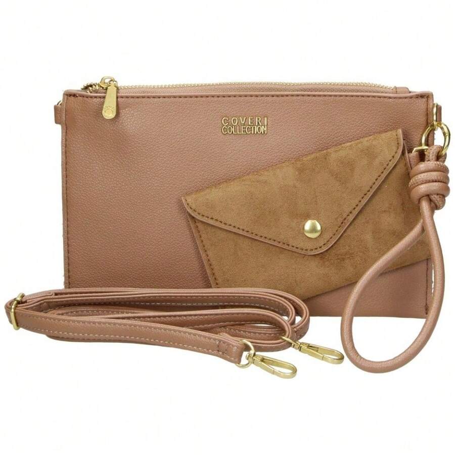 CHENSON | Bolso Bandolera Chenson para Mujer – Bolso Plano en Color Marrón – Bandolera Ajustable con Cremallera – Varios Compartimentos – Estiloso – Incluye Monedero – Moda – - Kaffe - Visa 1