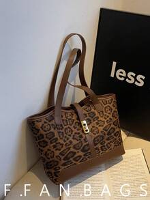 撞色滚边单肩手提包，休闲双提手设计，适合毕业生、少女、大学一年级、二年级、三年级和四年级学生，也适合户外活动、旅行和返校季。 - 棕色 - 查看 1