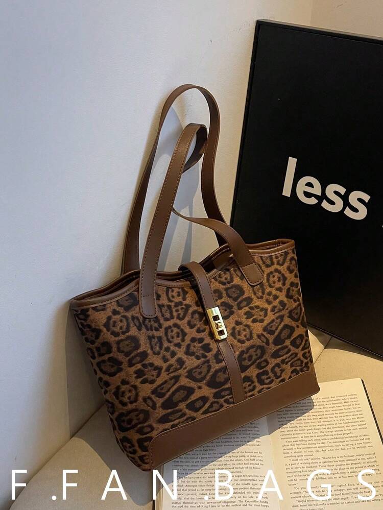 撞色滚边单肩手提包，休闲双提手设计，适合毕业生、少女、大学一年级、二年级、三年级和四年级学生，也适合户外活动、旅行和返校季。 - 棕色 - 查看 1