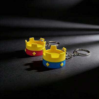 Brelok do kluczy Crown Of The Assault – druk 3D w czerwono-niebieskiej kolorystyce, wytrzymały metalowy brelok, unikatowy design, idealny jako prezent urodzinowy i rocznicowy, przyciągający wzrok dodatek do codziennego noszenia, wytrzymały brelok dla mężczyzn i kobiet, wyrazisty kontrast kolorów, który uatrakcyjni torby, plecaki i klucze, nowoczesny element stylizacji dla miłośników mody