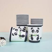 9盎司可爱熊猫一次性纸杯 - 卡通动物派对杯，适合10/25位客人 | 生日、野餐、露营、新娘送礼会礼物 - 彩色 - 查看 6