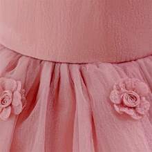 女童可爱大蝴蝶结薄纱公主裙，洗礼服，生日派对礼服，节日礼物 - 粉色 - 查看 11