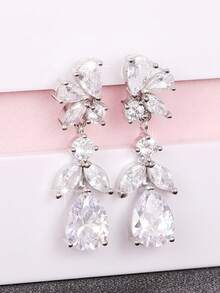 1 Pair Elegant Cubic Zirconia Drop Earrings For Women For Wedding Engagement Anniversary Party Jewelry Valentine's Day Gift - 1# - View 2
