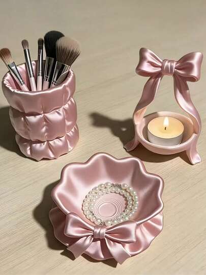 优雅蝴蝶结形首饰托盘 | 完美适用于梳妆台，经典欧美风格，耐用塑料材质，是展示项链、耳环、戒指和手镯的理想之选 - 小巧精致的装饰收纳盒、首饰托盘、房间装饰