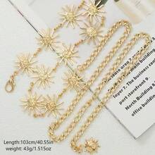Metallic Gold Sunflower Fashionable Adjustable Waist Chain, Suitable For Dresses, Suits And Bohemian Style, Zinc Alloy Gold Sunflower Waist Chain, All Seasons - Smooth Sun - View 7