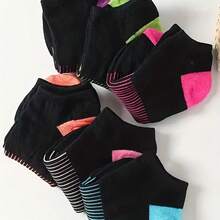 6 Pairs Black Minimalist Waist-Binding Creative Versatile Sports Ankle Socks - Multicolor - View 4