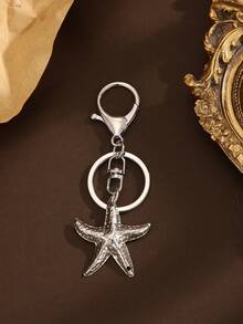 新款包包挂饰/汽车钥匙扣，金属材质，创意绿松石镶嵌，印花图案锌合金，四季皆宜 - 銀色 - 查看 2