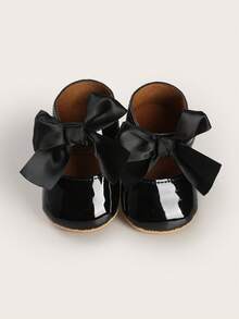 春秋新款女婴公主鞋 3-6-9-12 个月玛丽珍鞋 婴幼儿鞋 1 岁防滑学步鞋 - 黑色 - 查看 4