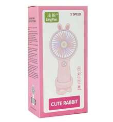 Ventilador portátil de oído de conejo con soporte para móvil, modelo recargable, mini ventilador de tres velocidades ajustables en la mesa. - verde menta - Ver 2