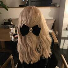 New Velvet Bow Hair Clip, Elegant Alloy Rose Flower Hair Clip, Women's Fashion Ponytail Hair Clip, Hair Accessory - Multicolor - View 5