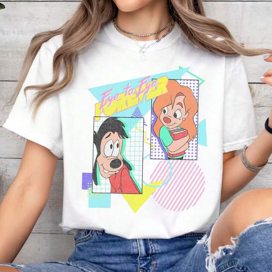 Disneyss Max & Roxanne A GoofysMovie Eye To Eye Forever Shirt, Disneyland Couple Shirt, Magic Kingdom Tee Epcot Theme Park Shirt1 - 白色 - 查看 1