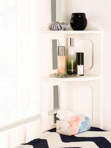 1pc White Multi-Tier Corner Shelf, Desktop Corner Storage Rack, Vertical Bedside Nightstand, Student Dorm Desk Corner Organizer Shelf - White - View 4