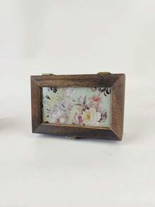 1个复古木质家居装饰收纳盒，女士化妆品及杂物收纳盒，旅行必备，返校礼物 - 咖啡棕 - 查看 19